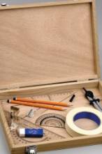Technical Drawing Kit In a wooden box